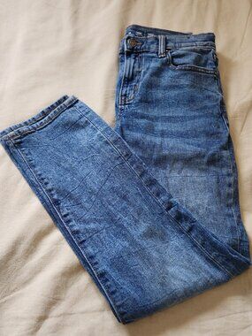 Old Navy Blue Sun Bleached Jeans Perfect Straight Ankle Size 14/37 Built in Flex